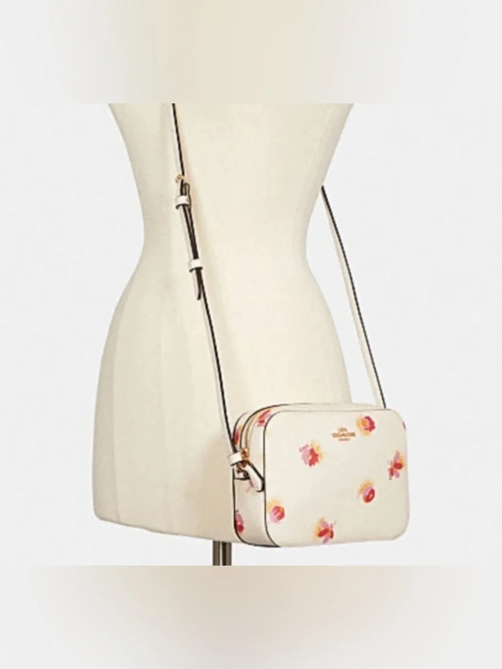 Coach C6044 Pop Floral Mini Camera Bag Leather Chalk Multi